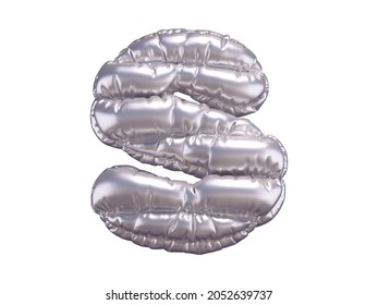 Silver Puffer Font. Letter S. 3d Rendering