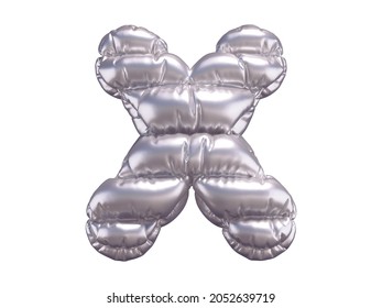 Silver Puffer Font. Letter X. 3d Rendering