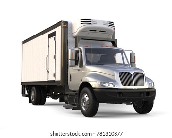 Silver Refrigerator Trailer Truck - Beauty Shot - 3D Illustration