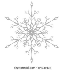 Silver Snowflake Crystal On A White Background