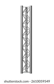 Silver Square Truss Column with Triangular Bracing and Straight Edges 3D Render isolated white background. 3d illustration