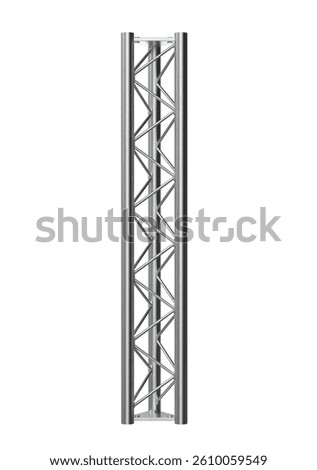 Silver Square Truss Column with Triangular Bracing and Straight Edges 3D Render isolated white background. 3d illustration