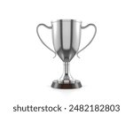 Silver trophy cup on a white background. 3d illustration.