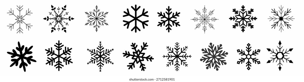 Silver Winter Snowflake Vector Icon on Navy Blue Background for Elegant Holiday Designs, Sleek silver snowflake icon on deep navy background, ideal for elegant winter cards, Christmas or New Year bann
