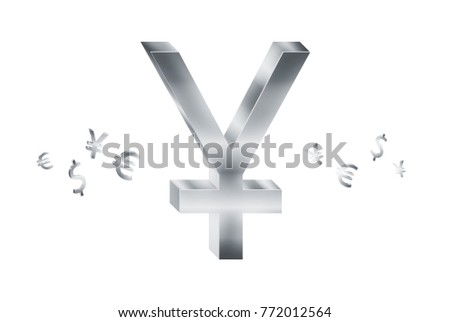 Silver Yuan Currency Symbols Forex Trading Stock Illustration - 
