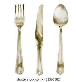 542 Watercolor silverware Images, Stock Photos & Vectors | Shutterstock