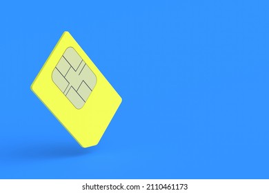Sim card for mobile phone. Global communications. Prepaid cellular services. Mobile operator. Copy space. 3d render