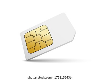 Sim Card Mobile Phone Icon Chip. Simcard Isolated 3d Design Gsm.