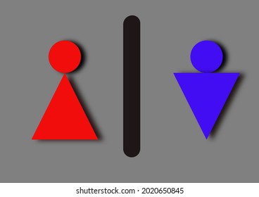 Simalungun, August 6th, 2021: There Are Two Categories In That Sign : The Red One Is For Female, And The Blue One Is For Male