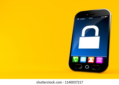 SIMlock concept isolated on orange background. 3d illustration