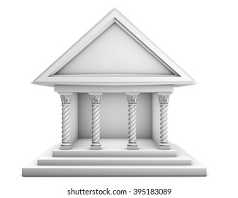 Simple 3d Bank Building Illustration.