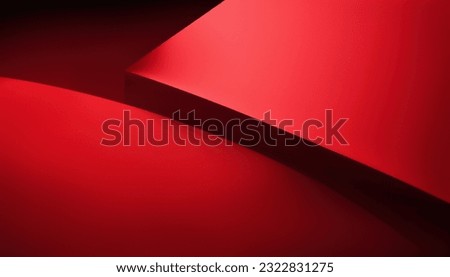 Simple Abstract 3D Background in Minimalistic Style with Wavy Shapes in Red Color