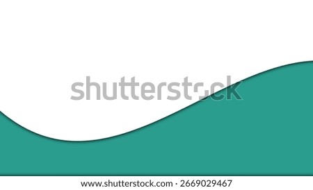 A simple abstract background design featuring a smooth, curved wave shape separating a white upper section from a teal green lower section. Perfect use for business presentation or website background