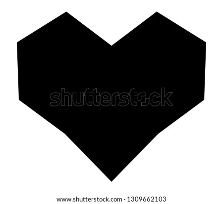 Simple angular heart illustration in minimalism style. Isolated on white background. Perfect for modern design and icons.