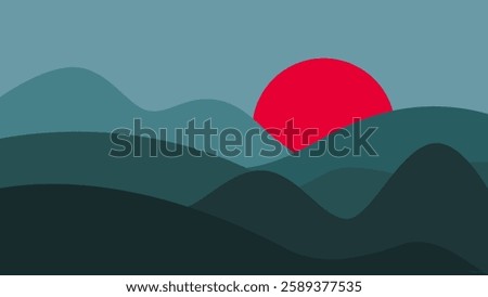 A simple artwork gradient image with mountain.