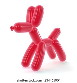 Simple Balloon Animal Dog Isolated On White Including Clipping Path For Easy Selection.