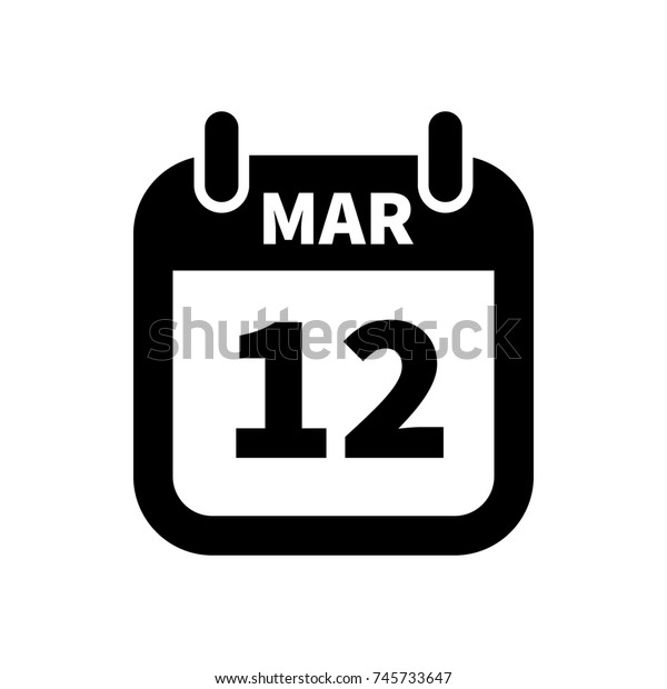 Simple Black Calendar Icon 12 March Stock Illustration 745733647