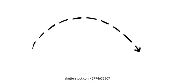 A simple black dashed arrow curves downwards and to the right, suggesting a path or trajectory