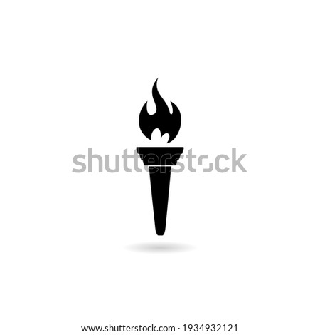 Simple black torch icon with shadow