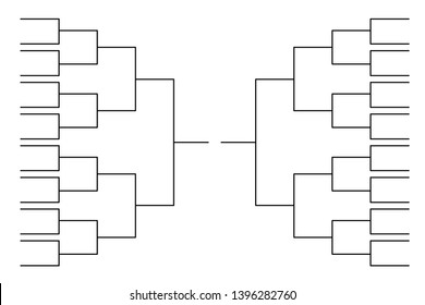 Simple black tournament bracket template for 32 teams isolated on white