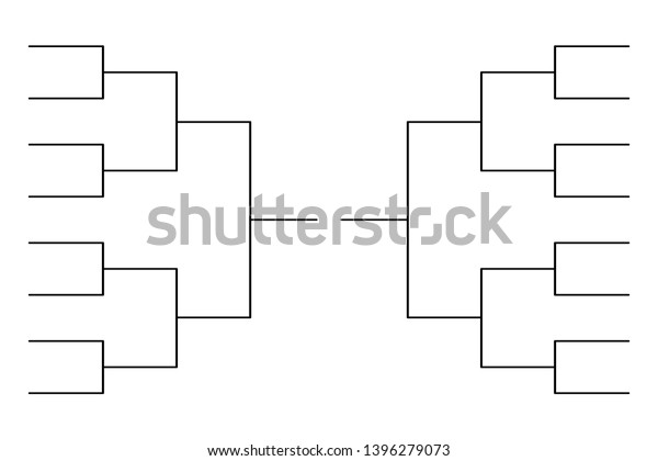 Simple black tournament bracket template for 16 teams isolated on white.