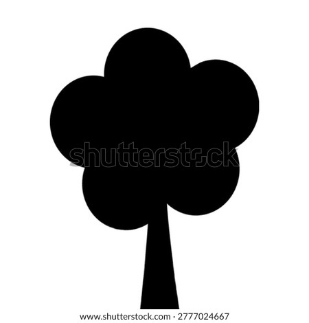 Simple black tree silhouette icon on white background flat illustration