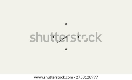 A simple black and white clock face with numbers 12, 3, 6, and 9 visible, and an hour and minute hand pointing to 3 o'clock. clock, clock face, numbers. clock face with hour and minute hands numbers hour hand