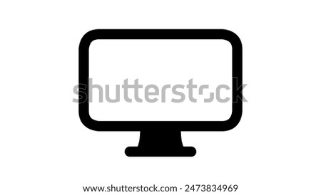 A simple black and white icon of a computer monitor with a blank screen.