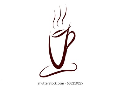 Simple Black White Illustration Hot Drinks Stock Illustration 638219227 ...