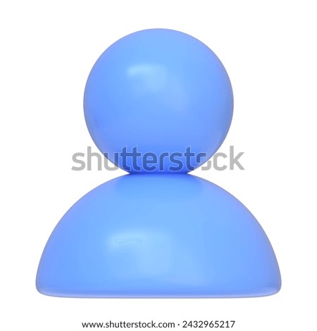 Simple blue user profile icon isolated on a white background. 3D icon, sign and symbol. Front view. 3D Render Illustration
