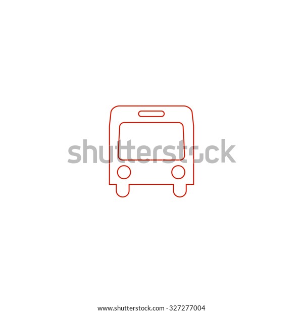 Simple Bus. Red outline illustration\
pictogram on white background. Flat simple\
icon