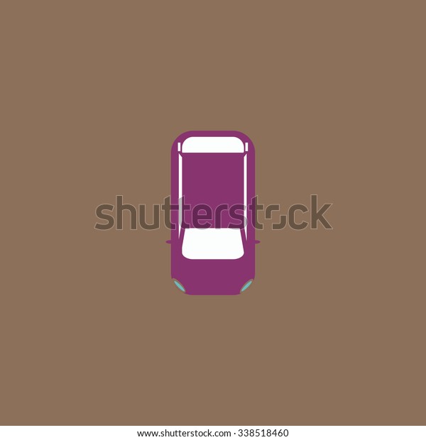 Simple car - top view. Colored simple\
icon. Flat retro color modern illustration\
symbol