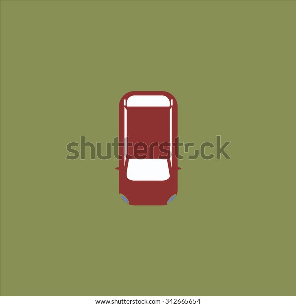 Simple car - top\
view. Colorful retro flat\
icon