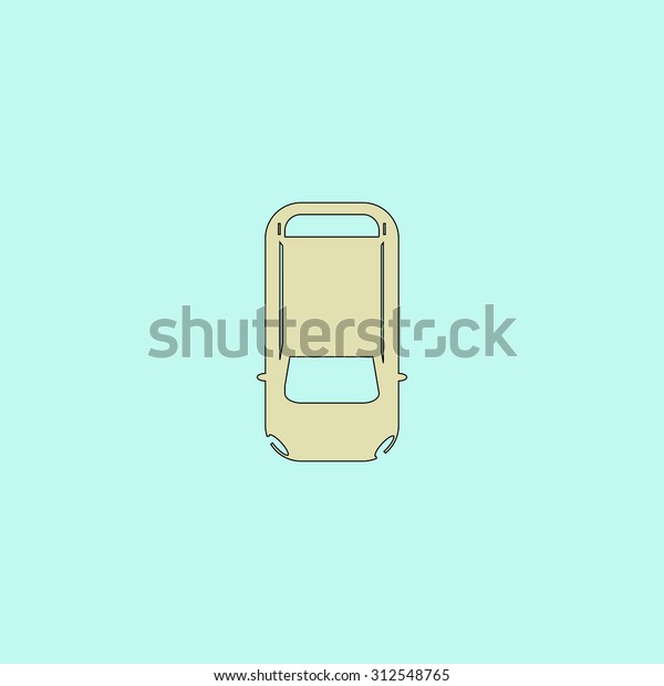 Simple car - top view. Flat simple line\
icon. Retro color modern illustration pictogram. Collection concept\
symbol for infographic project and\
logo