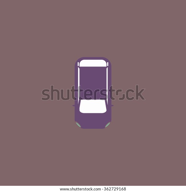 Simple car - top view. Simple flat color icon\
on colorful\
background