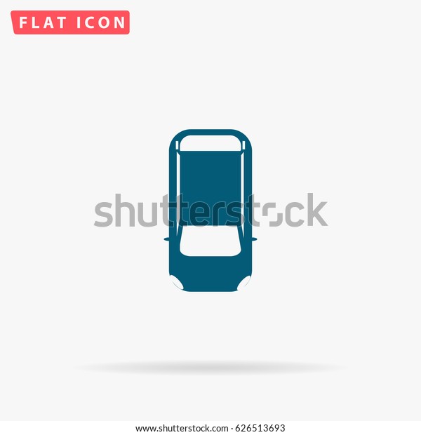 Simple car - top view.\
Flat simple Blue pictogram on white background. Illustration symbol\
with shadow
