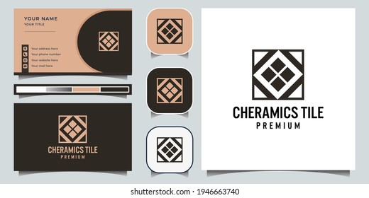 Simple Ceramics Tile Logo Design With Business Card