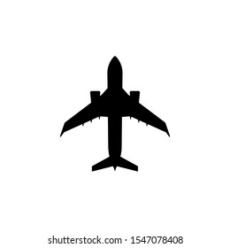 Simple Charter Passenger Plane Icon. Jet Aircraft Silhouette