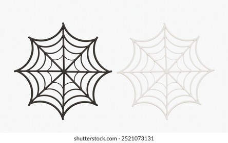 Simple clean spider web icon, flat icon, flat view. 3D render