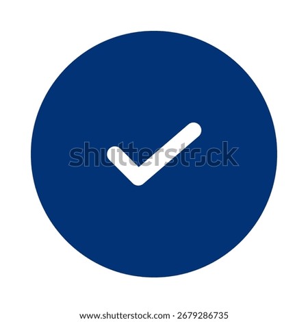 Simple, clean white checkmark inside a solid dark blue circle, representing confirmation or success.