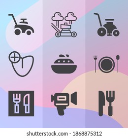 Simple Collection Of Bowls Related Filled Icons.  About  Signs For Infographic, Logo, App Development And Website Design.  Premium Symbols Isolated On A Stylish Background.