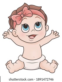 Simple Colour Illustration Baby Girl Stock Illustration 1891472746 ...