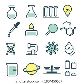 Simple Cute Science Icon Set Laboratory Stock Illustration 1834450687 ...