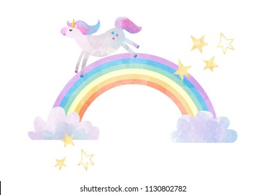 Download Unicorn Rainbow Watercolor High Res Stock Images Shutterstock