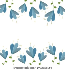 Simple design template for gift card for mother's day, women's day, birthday. Floral frame for wedding invitations, engagements, christenings. Cartoon field of blue wild flowers. Place for text. - Powered by Shutterstock