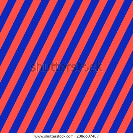 Simple diagonal stripe pattern in neon colors: blue and red. Seamless raster design, abstract geometric background with vibrant lines, repeat texture ornament from 1990s and 2000s pop art era