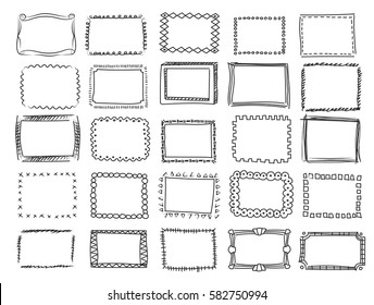 Simple Doodle, Sketch Square Hand Drawn Frames.