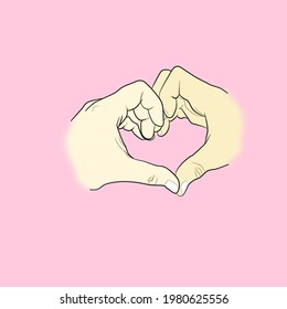 Simple Sketch Of Two Hands Forming A Heart