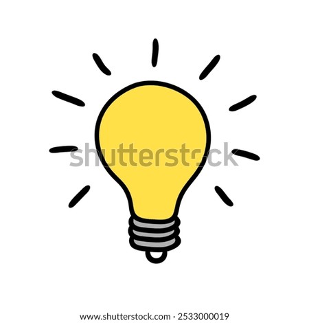 A simple drawing of a light bulb, featuring a round bulb with a visible filament and base.