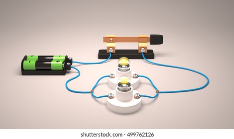 Simple Electric Circuit(parallel) 3D Rendering